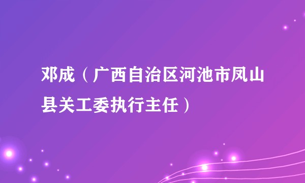 邓成（广西自治区河池市凤山县关工委执行主任）