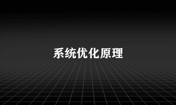系统优化原理