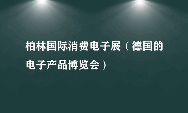 柏林国际消费电子展（德国的电子产品博览会）
