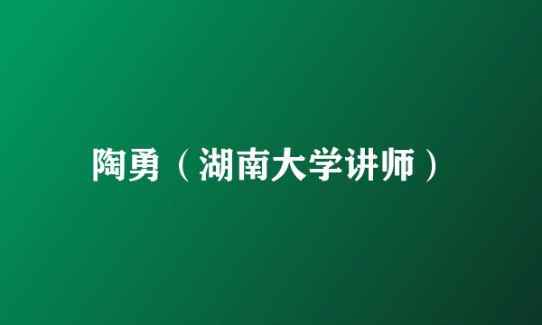 陶勇(湖南大学讲师)