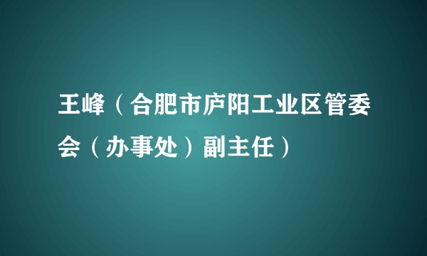 王峰（合肥市庐阳工业区管委会（办事处）副主任）