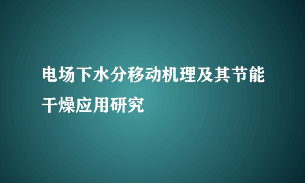 电场下水分移动机理及其节能干燥应用研究