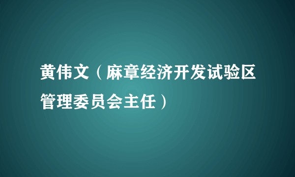 黄伟文（麻章经济开发试验区管理委员会主任）