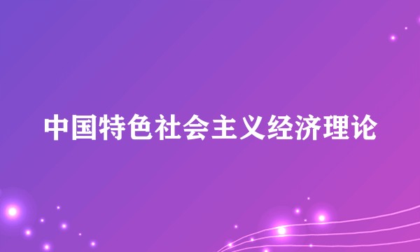 中国特色社会主义经济理论