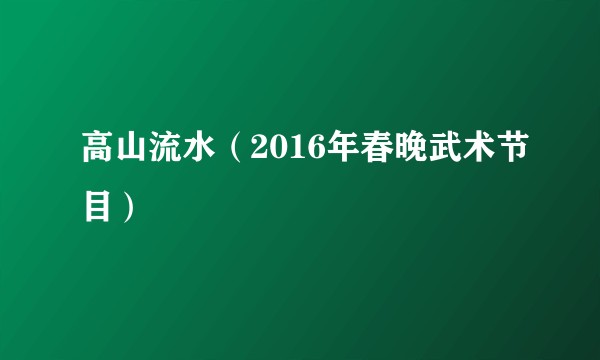 高山流水（2016年春晚武术节目）