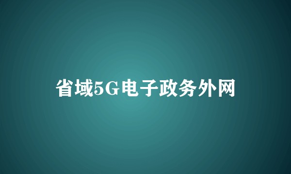 省域5G电子政务外网
