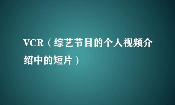 VCR（综艺节目的个人视频介绍中的短片）