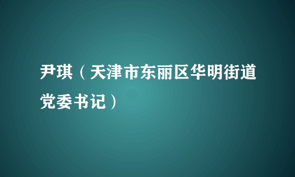 尹琪（天津市东丽区华明街道党委书记）