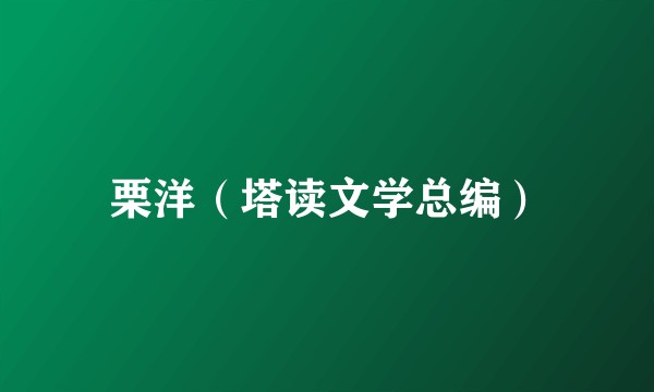 栗洋(塔读文学总编)