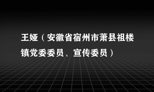 王娅（安徽省宿州市萧县祖楼镇党委委员、宣传委员）