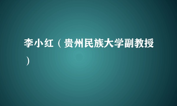 李小红（贵州民族大学副教授）