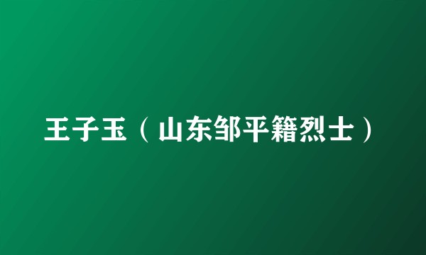 王子玉（山东邹平籍烈士）