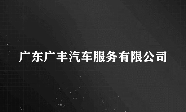 广东广丰汽车服务有限公司