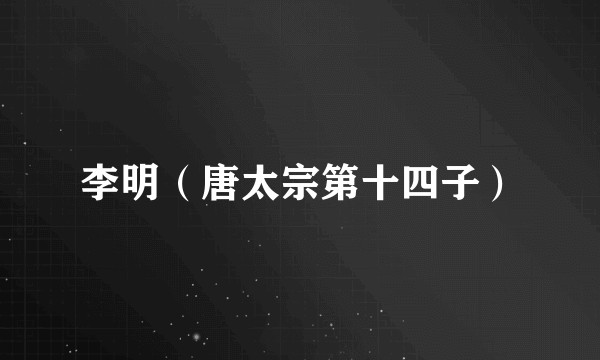 李明（唐太宗第十四子）