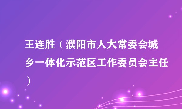 王连胜(濮阳市人大常委会城乡一体化示范区工作委员会主任)