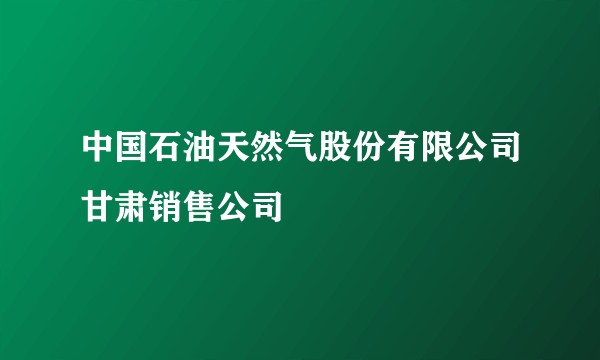 中国石油天然气股份有限公司甘肃销售公司
