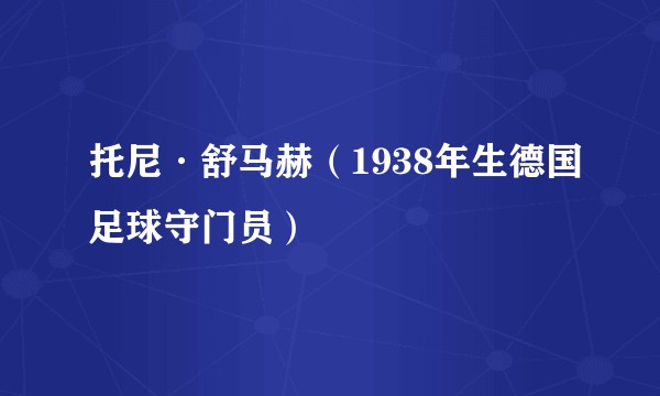 托尼·舒马赫(1938年生德国足球守门员)