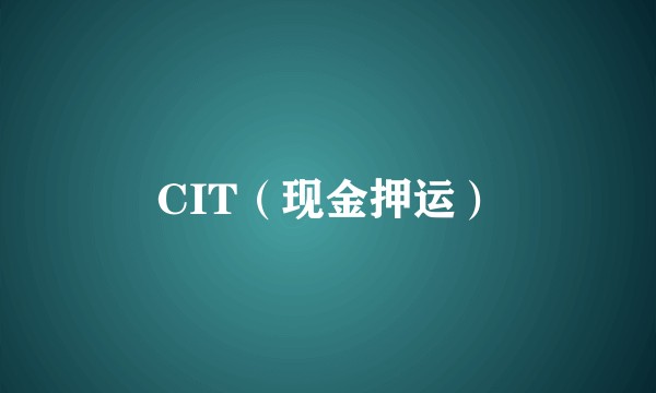 CIT（现金押运）