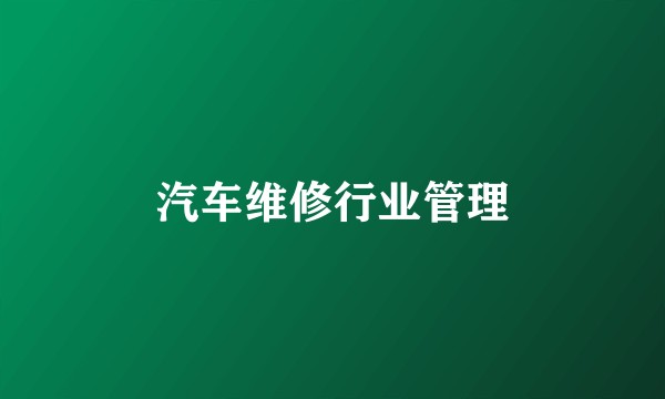 汽车维修行业管理