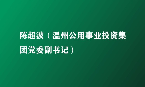 陈超波（温州公用事业投资集团党委副书记）