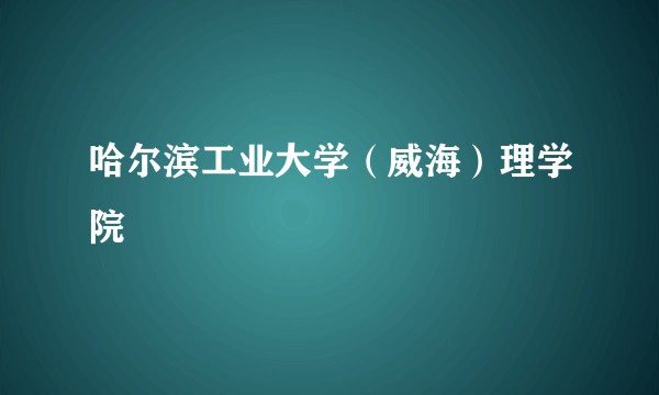 哈尔滨工业大学（威海）理学院