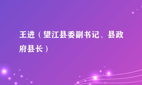 王进（望江县委副书记、县政府县长）