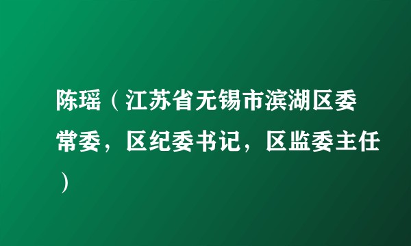 陈瑶(江苏省无锡市滨湖区委常委,区纪委书记,区监委主任)