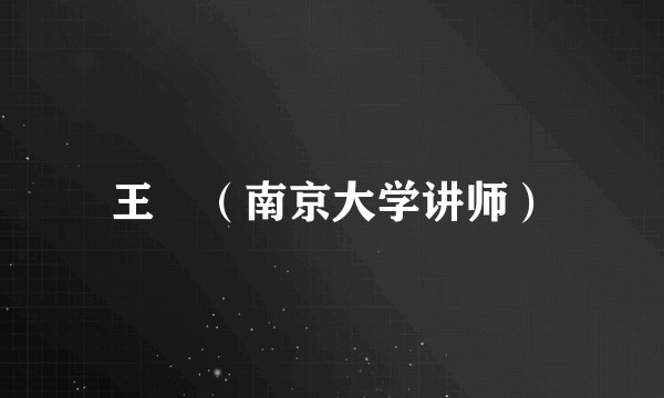 王翀（南京大学讲师）