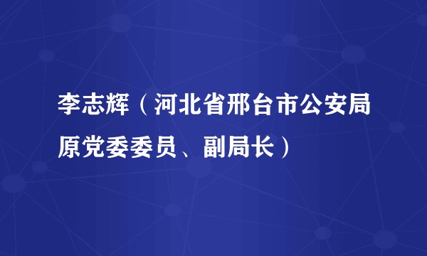 李志辉(河北省邢台市公安局原党委委员、副局长)