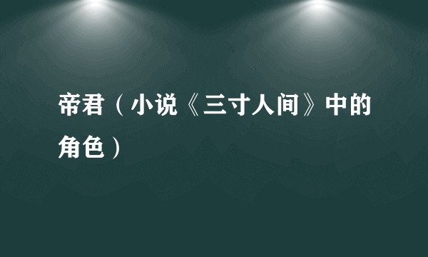 帝君(小说《三寸人间》中的角色)