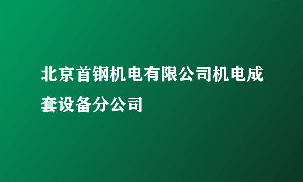 北京首钢机电有限公司机电成套设备分公司