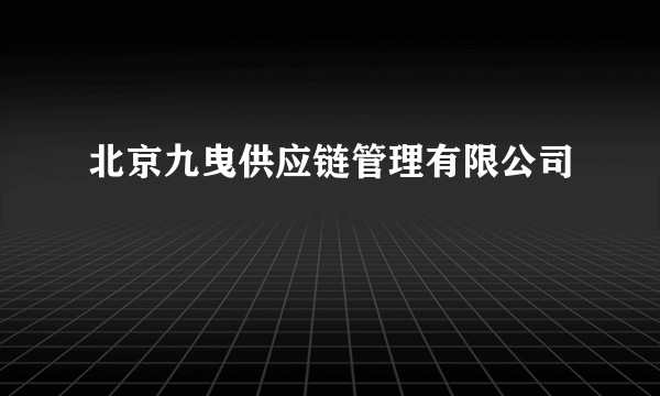 北京九曳供应链管理有限公司