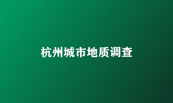 杭州城市地质调查