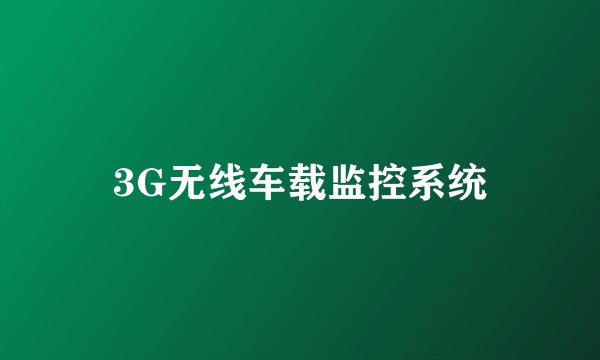 3G无线车载监控系统
