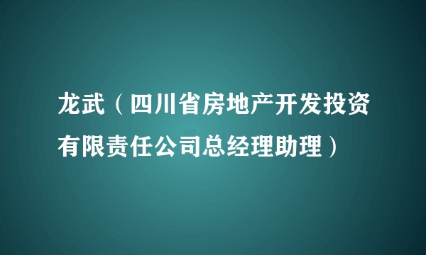 龙武（四川省房地产开发投资有限责任公司总经理助理）