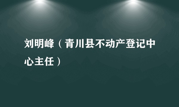 刘明峰（青川县不动产登记中心主任）