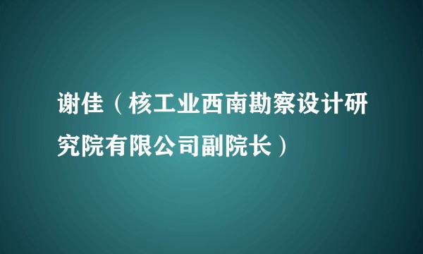 谢佳(核工业西南勘察设计研究院有限公司副院长)