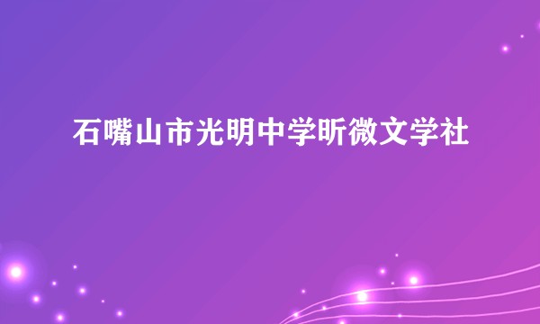 石嘴山市光明中学昕微文学社