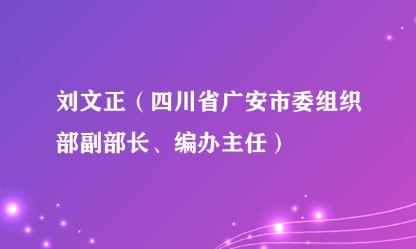 刘文正（四川省广安市委组织部副部长、编办主任）