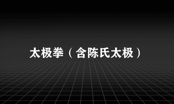 太极拳（含陈氏太极）