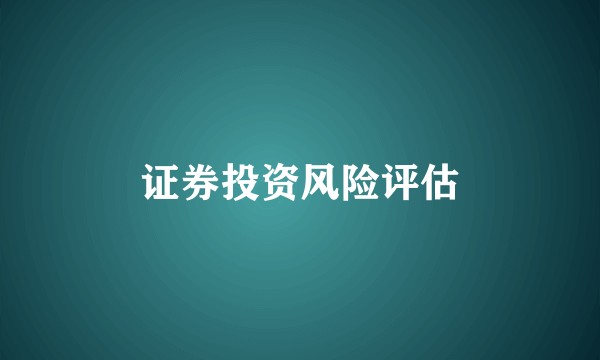 证券投资风险评估