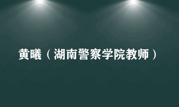 黄曦(湖南警察学院教师)