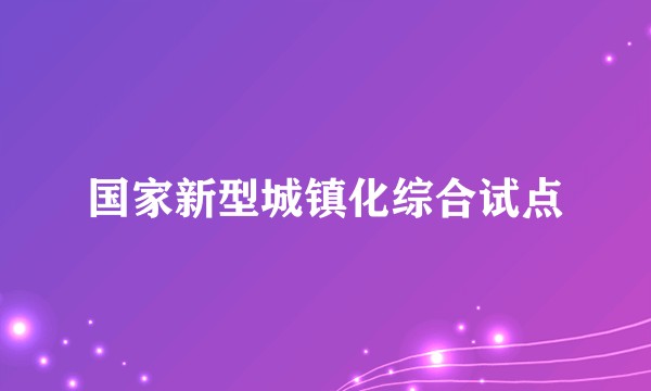 国家新型城镇化综合试点