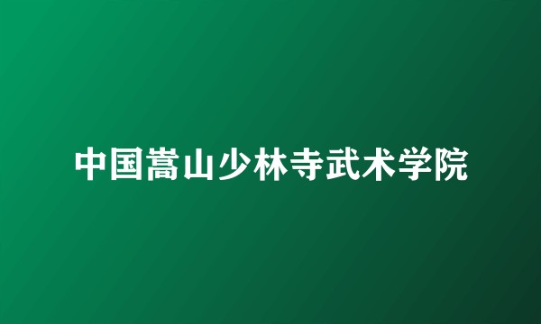 中国嵩山少林寺武术学院