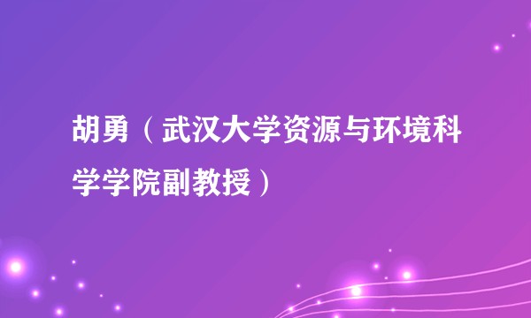胡勇（武汉大学资源与环境科学学院副教授）