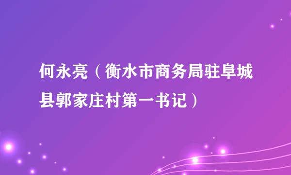 何永亮(衡水市商务局驻阜城县郭家庄村第一书记)