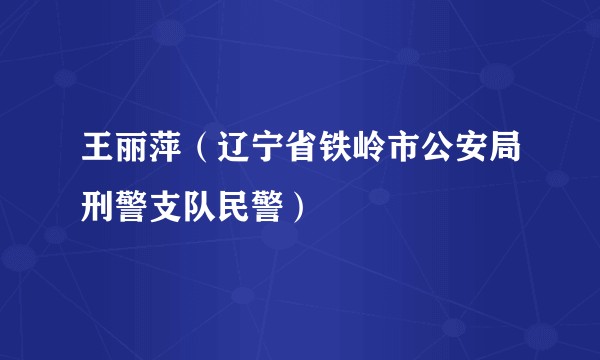 王丽萍（辽宁省铁岭市公安局刑警支队民警）