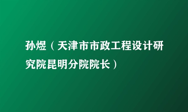 孙煜(天津市市政工程设计研究院昆明分院院长)