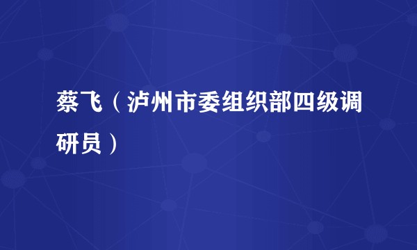 蔡飞（泸州市委组织部四级调研员）