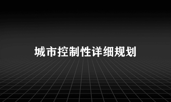 城市控制性详细规划